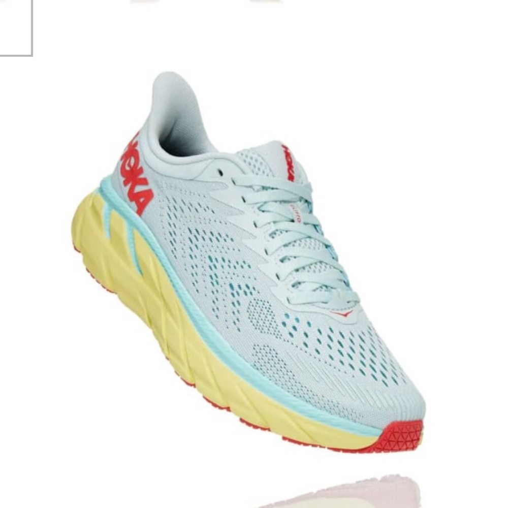 Hoka Women's Light Blue Yellow Red Athletic Running Shoes